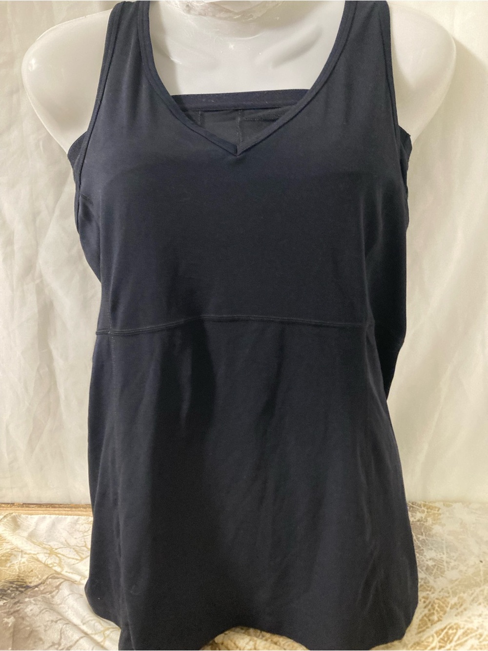 Women’s Black Racerback Athletic Tank Top Built-In Shelf Bra Size XL